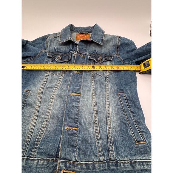 Red Camel Men's Distressed Denim Trucker Jacket - Size M - Faded Jean Jacket - Picture 11 of 11